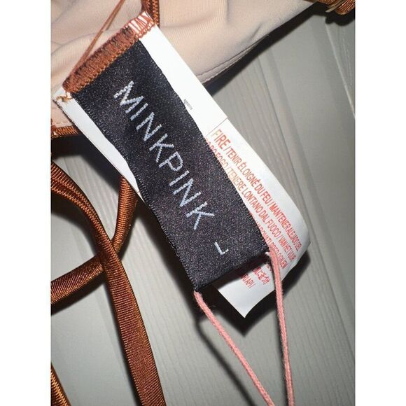 NWT MINKPINK Canyon Wrap Triangle Bikini Top in Gingerbread Brown SZ LG - Picture 12 of 16
